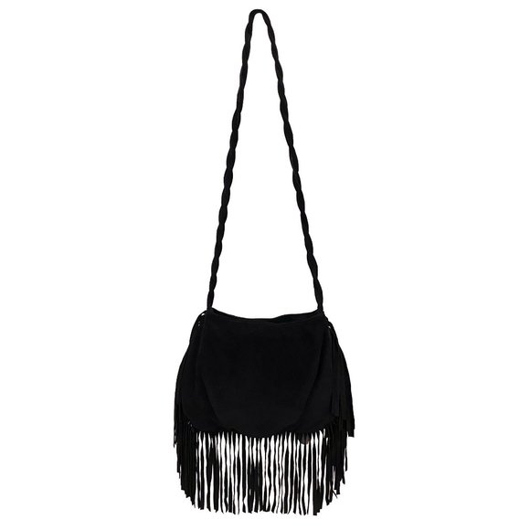 Ember Skye 'Kate' Fringe Suede Leather Satchel with Agate Stones - Picture 2 of 8